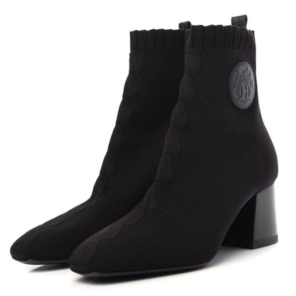 Hermes Knit Calfskin Volver Ankle Boots 36 Black 3 of 10