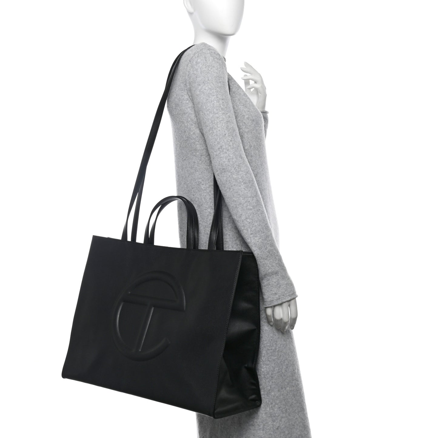 Vegan Leather Large Shopping Bag Black