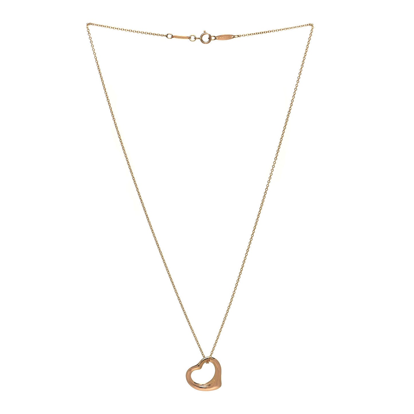 18K Rose Gold 16mm Elsa Peretti Open Heart Pendant Necklace