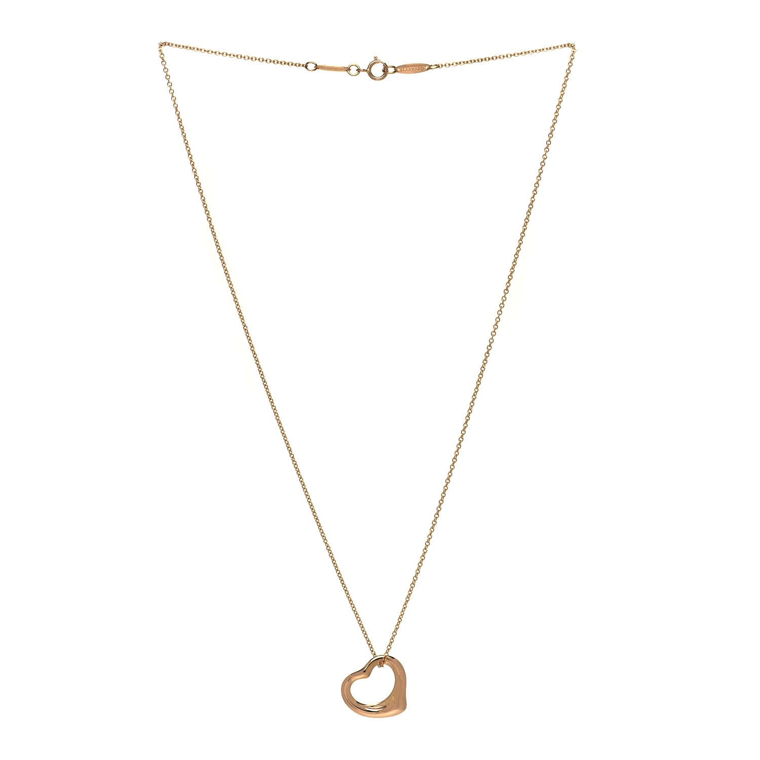 Tiffany 18K Rose Gold 16mm Elsa Peretti Open Heart Pendant Necklace 3 of 6