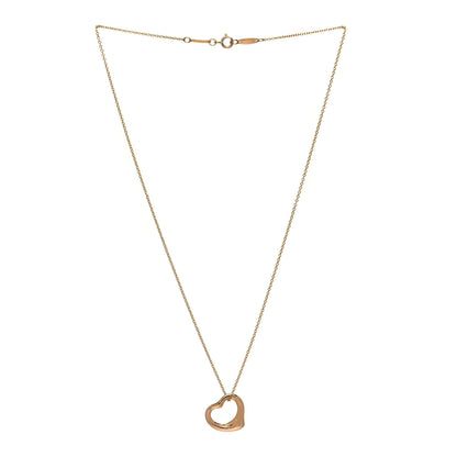 Tiffany 18K Rose Gold 16mm Elsa Peretti Open Heart Pendant Necklace 3 of 6