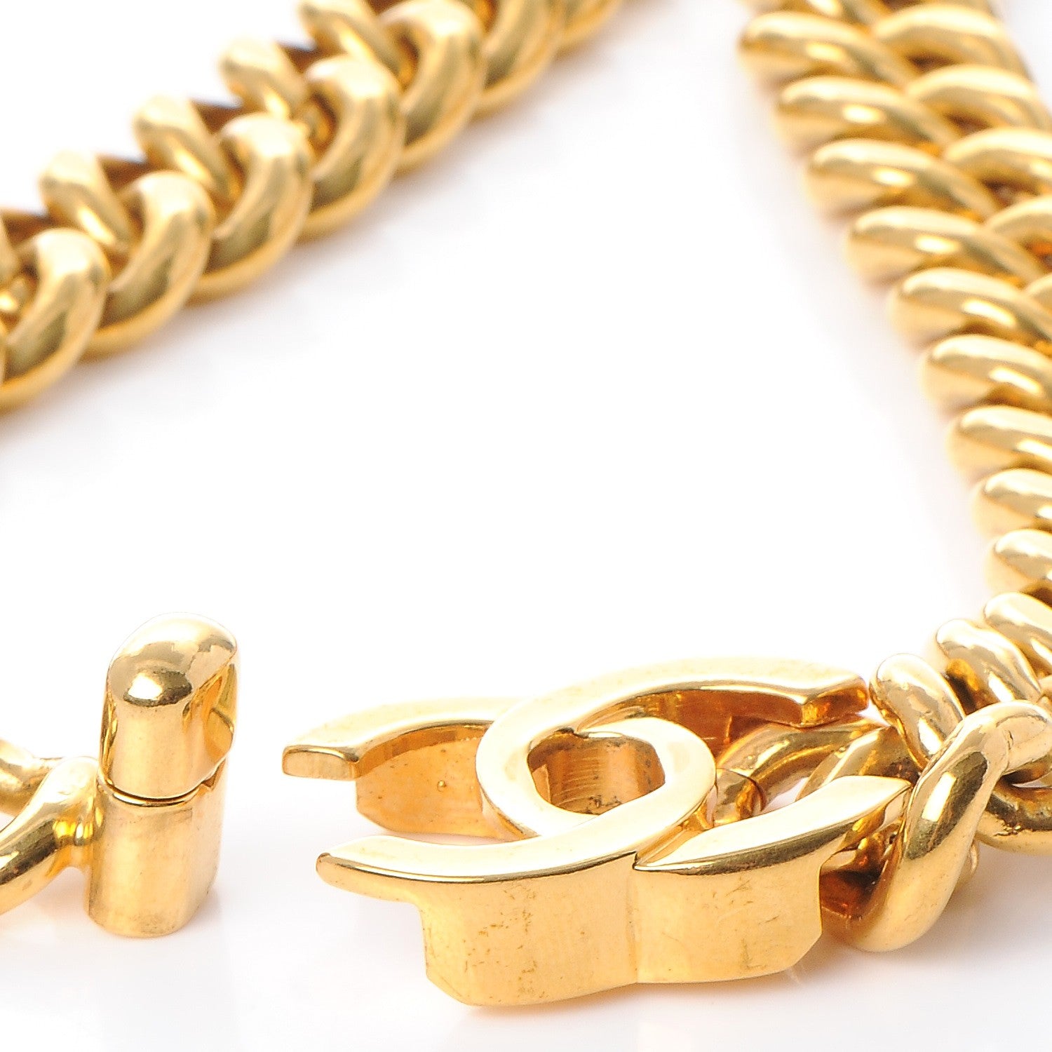 Chanel Chain Link CC Choker Necklace Gold 7 of 8