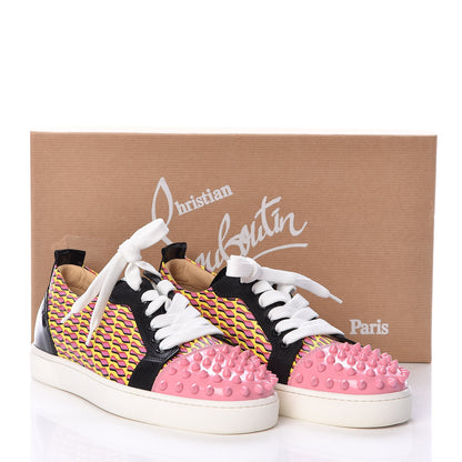Christian Louboutin Patent Toile Womens Louis Junior Spikes Flat Sneakers 38 Jaune 8 of 8