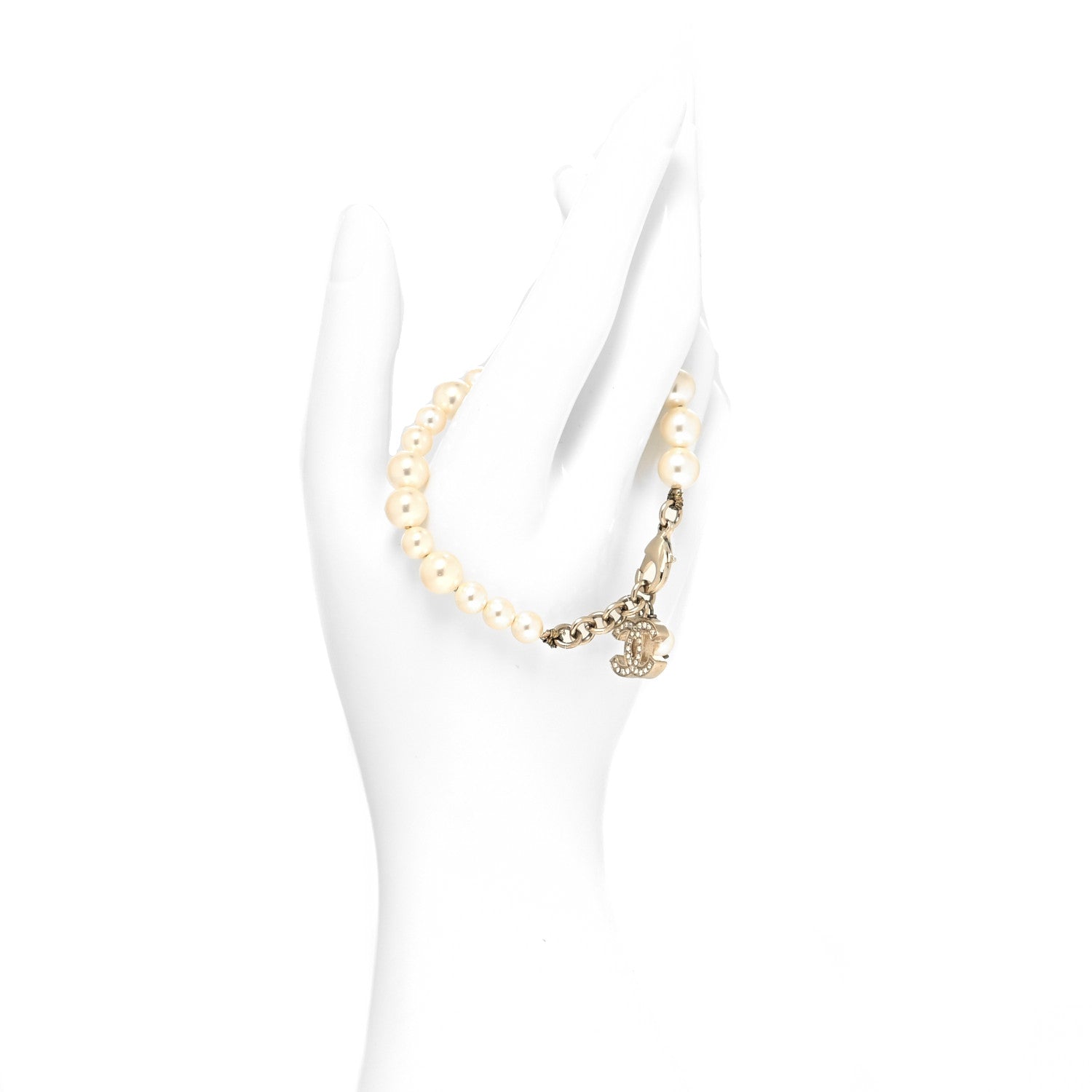 Chanel Pearl Crystal CC Bracelet Gold 2 of 4