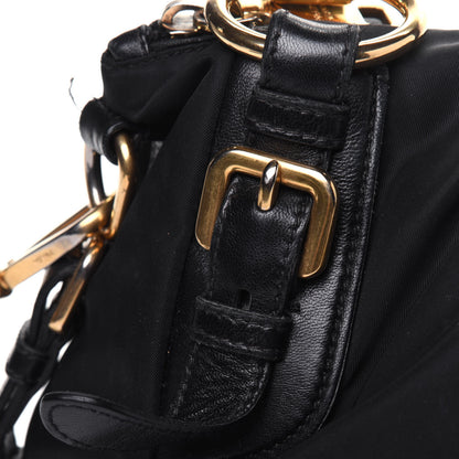 Prada Nylon Tessuto Soft Calfskin Small Shopping Satchel Black 28 of 34