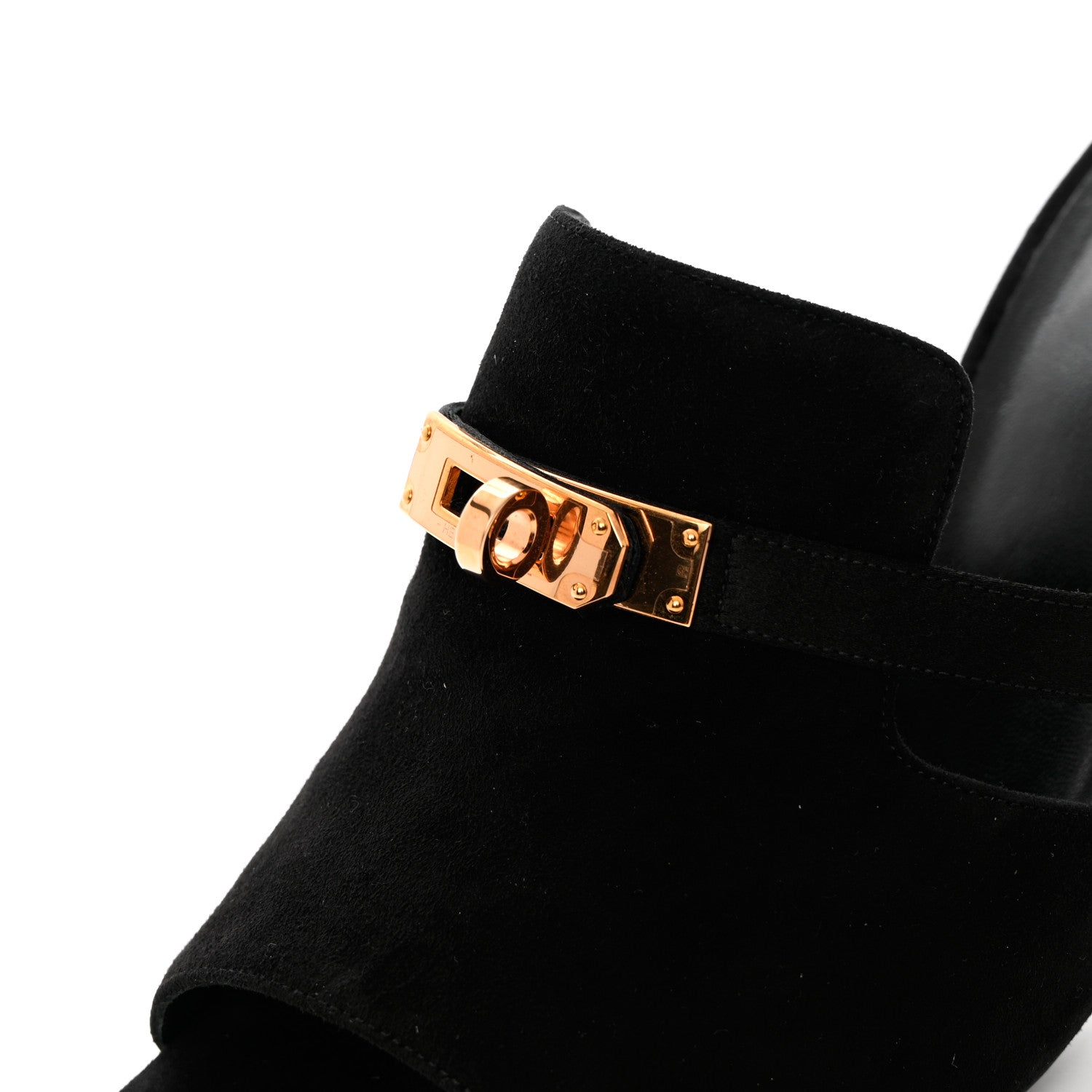 Hermes Suede Goatskin Satin Cute Sandals 39.5 Black 13 of 14