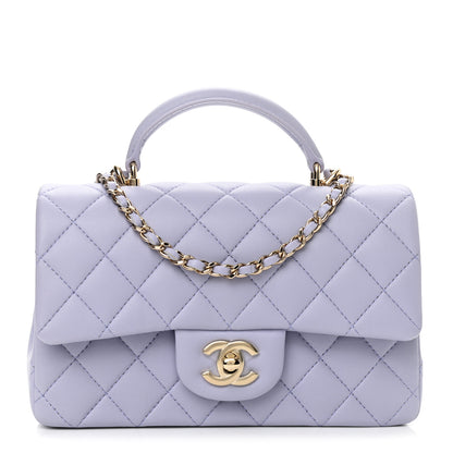 Chanel Lambskin Quilted Mini Top Handle Rectangular Flap Light Purple 1 of 9