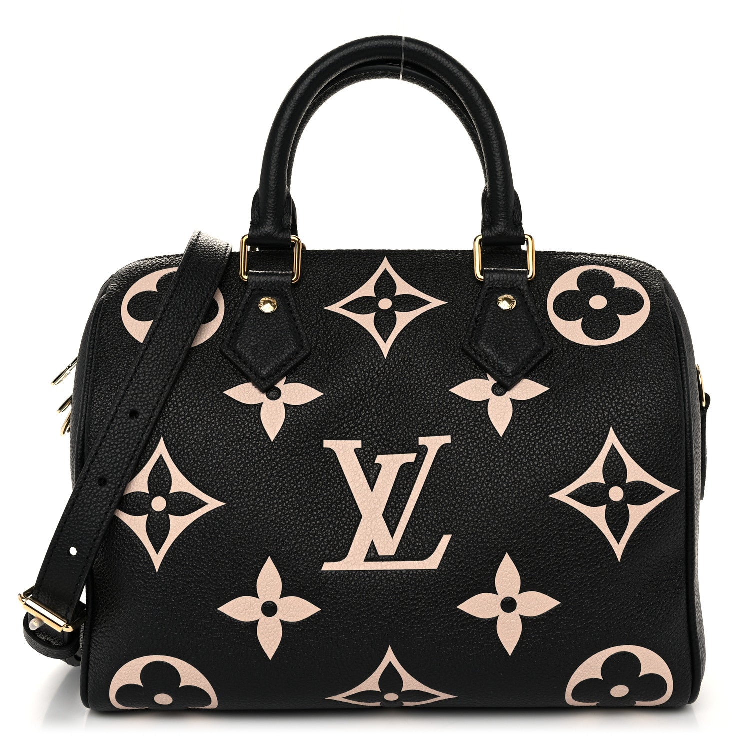 Louis Vuitton Empreinte Monogram Giant Speedy Bandouliere 25 Black Beige 1 of 9