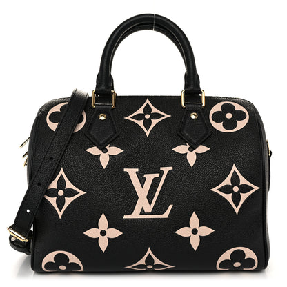 Louis Vuitton Empreinte Monogram Giant Speedy Bandouliere 25 Black Beige 1 of 9