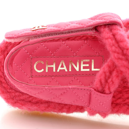 Chanel Cord Lambskin Quilted Logo Sandals 38 Pink 6 of 11