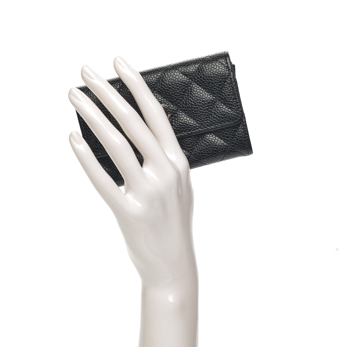 Caviar Quilted Flap Card Holder Black