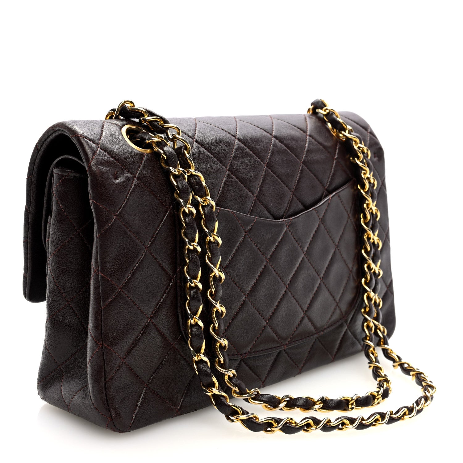 Chanel Lambskin Quilted Medium Double Flap Dark Brown 3 of 10