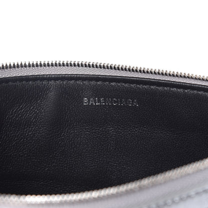 Balenciaga Metallic Calfskin Losange Monogram Pouch Silver Black White 6 of 8