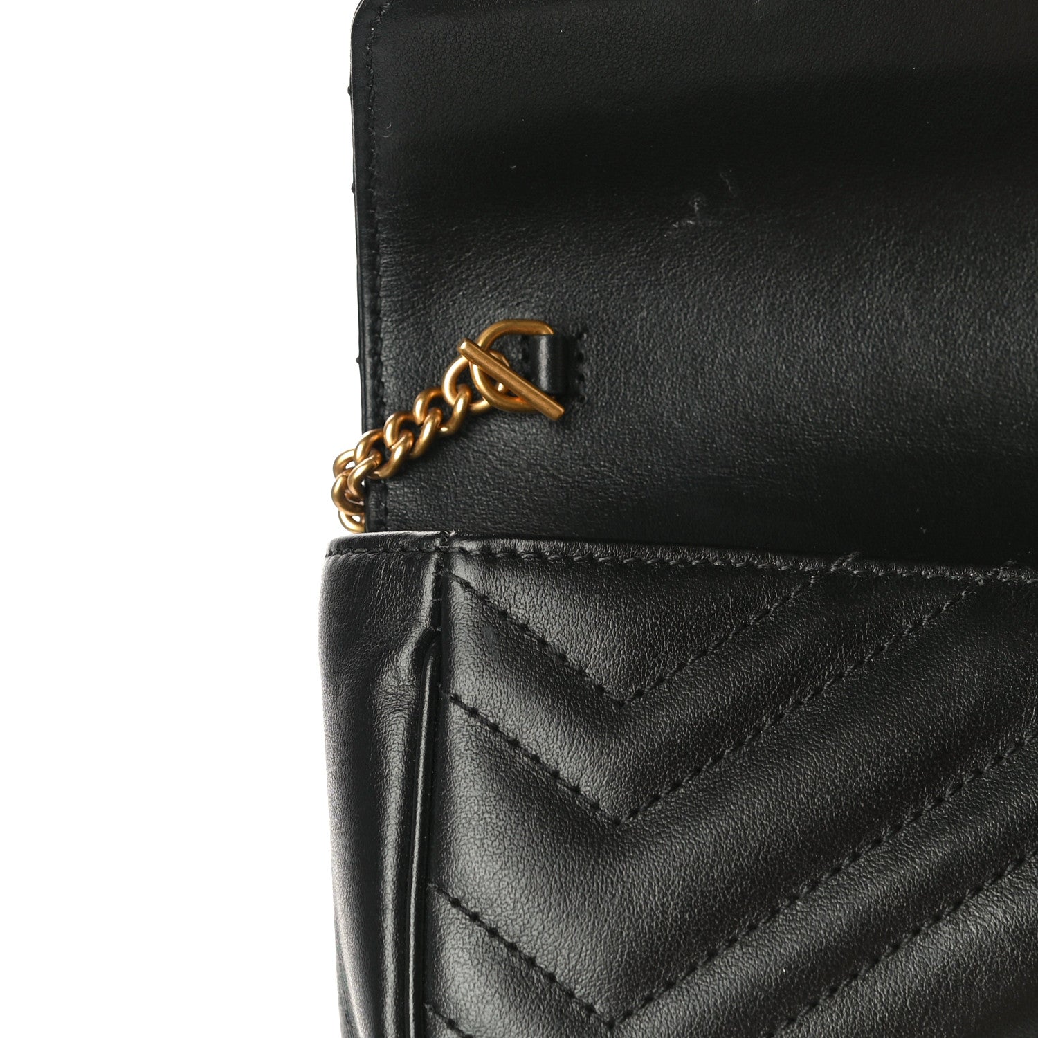 Gucci Calfskin Matelasse Super Mini GG Marmont Shoulder Bag Black 12 of 14