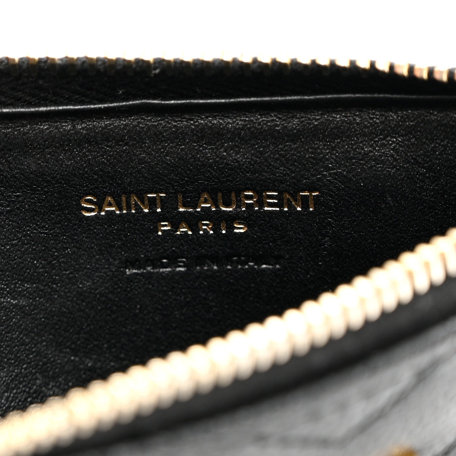 Saint Laurent Grain De Poudre Matelasse Chevron Monogram Fragments Zippered Card Case Black 5 of 6