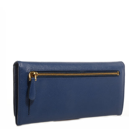 Prada Saffiano Metal Continental Flap Wallet Cobalto 3 of 9