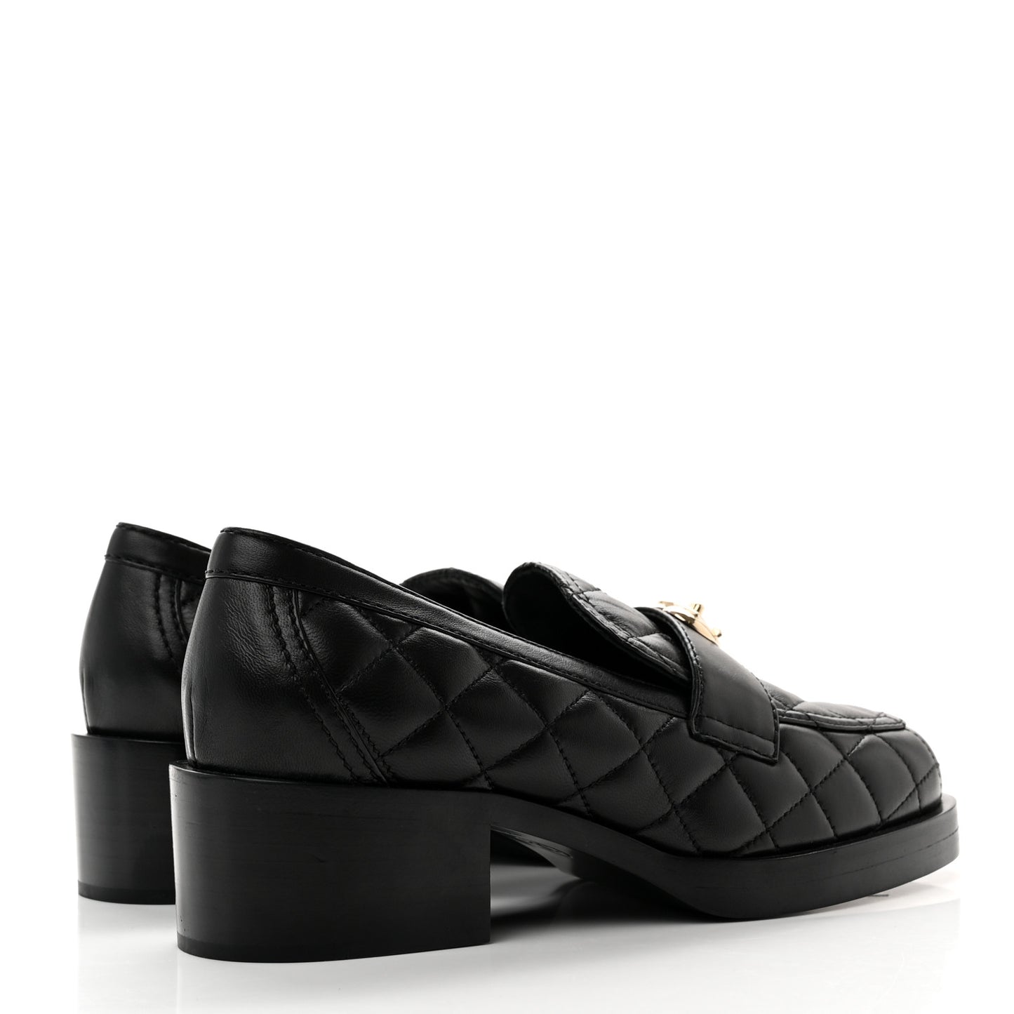 Lambskin Quilted CC Heart Loafers 36 Black