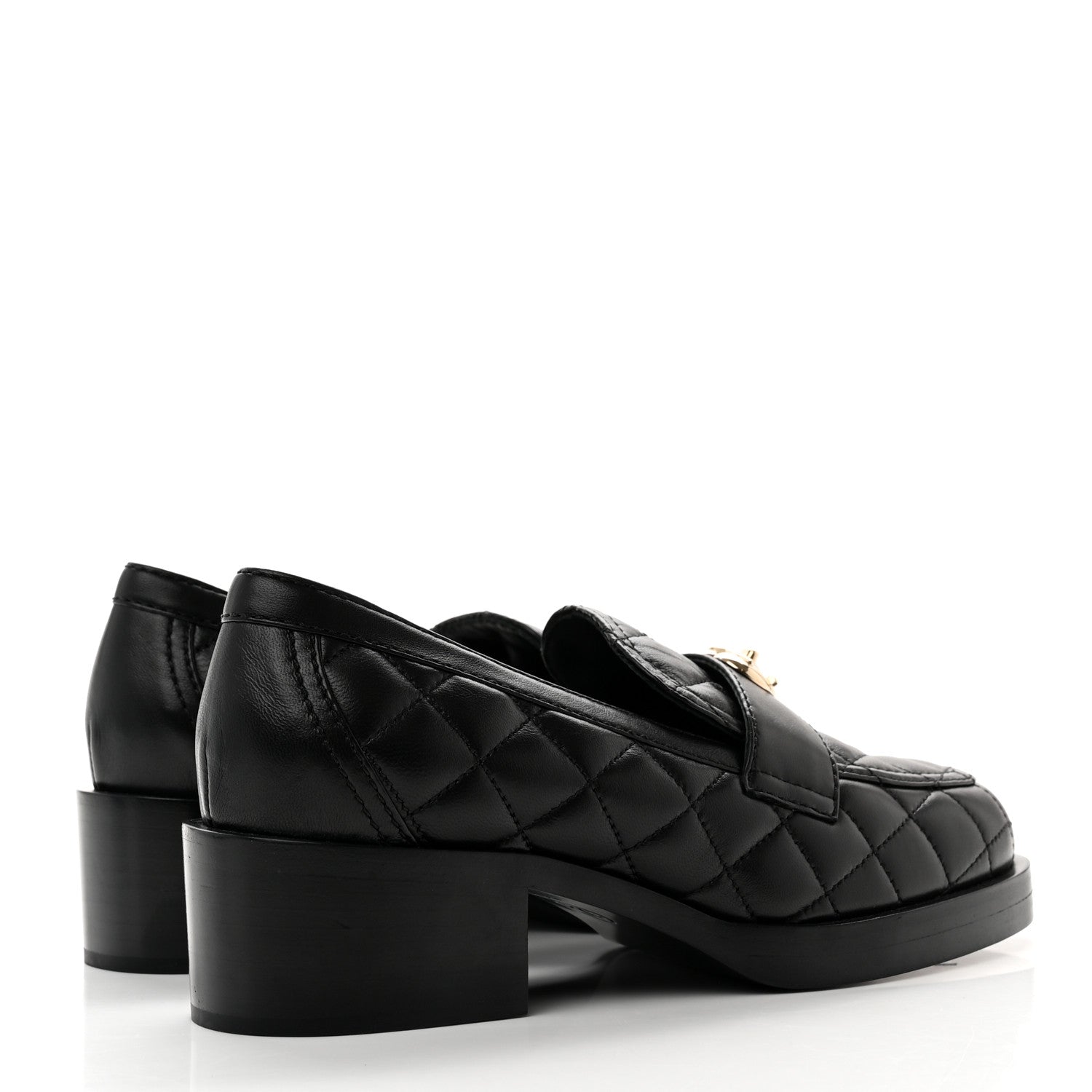 Chanel Lambskin Quilted CC Heart Loafers 36 Black 4 of 8