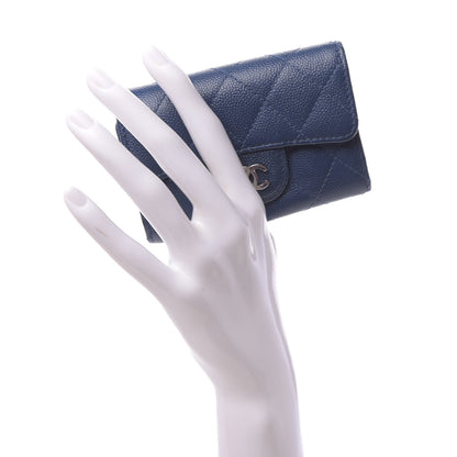 Chanel Caviar Quilted Classic 4 Key Holder Wallet Blue 2 of 9