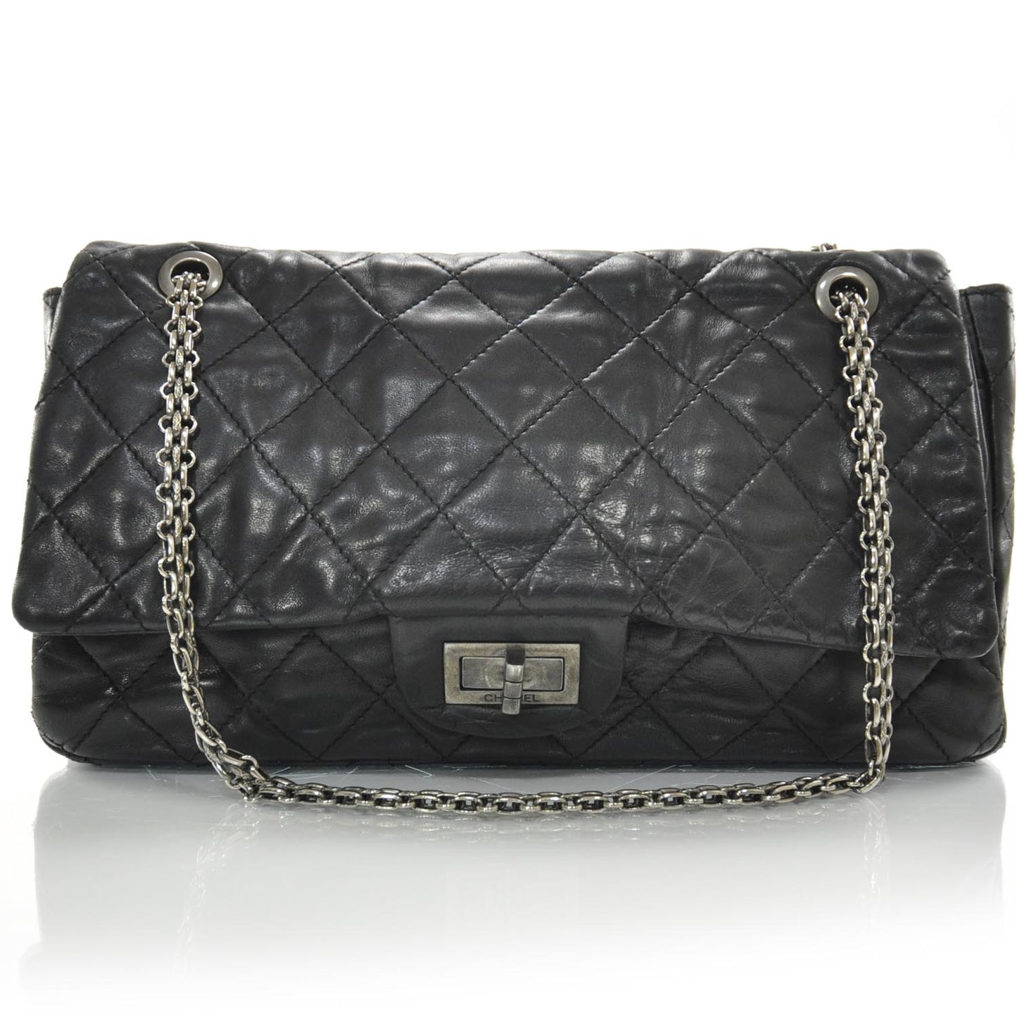 Distressed Leather 2.55 Reissue 227 Jumbo Flap Black