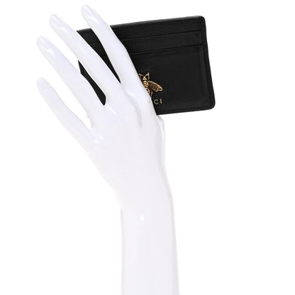 Gucci Pebbled Calfskin Animalier Card Holder Black 2 of 10
