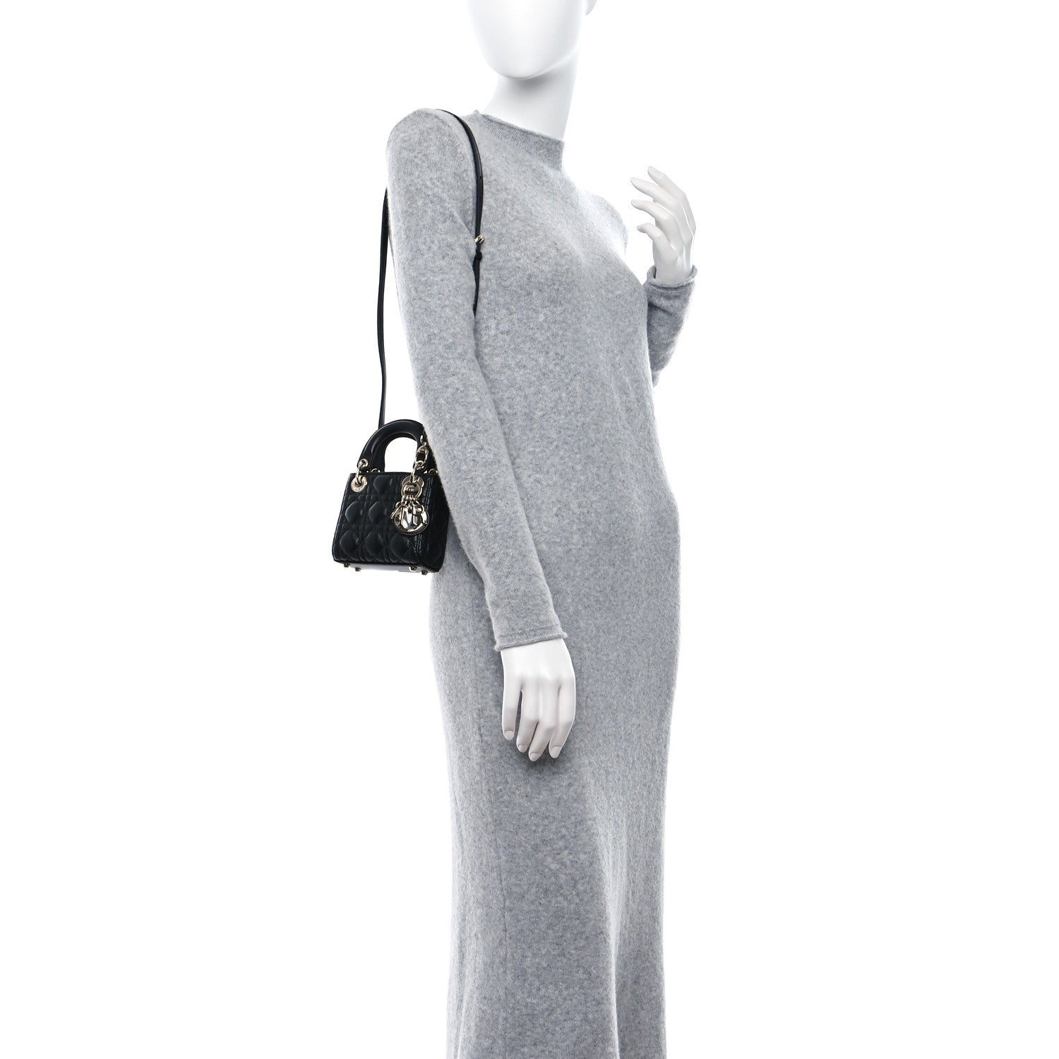 Christian Dior Lambskin Cannage Micro Lady Dior Black 2 of 12