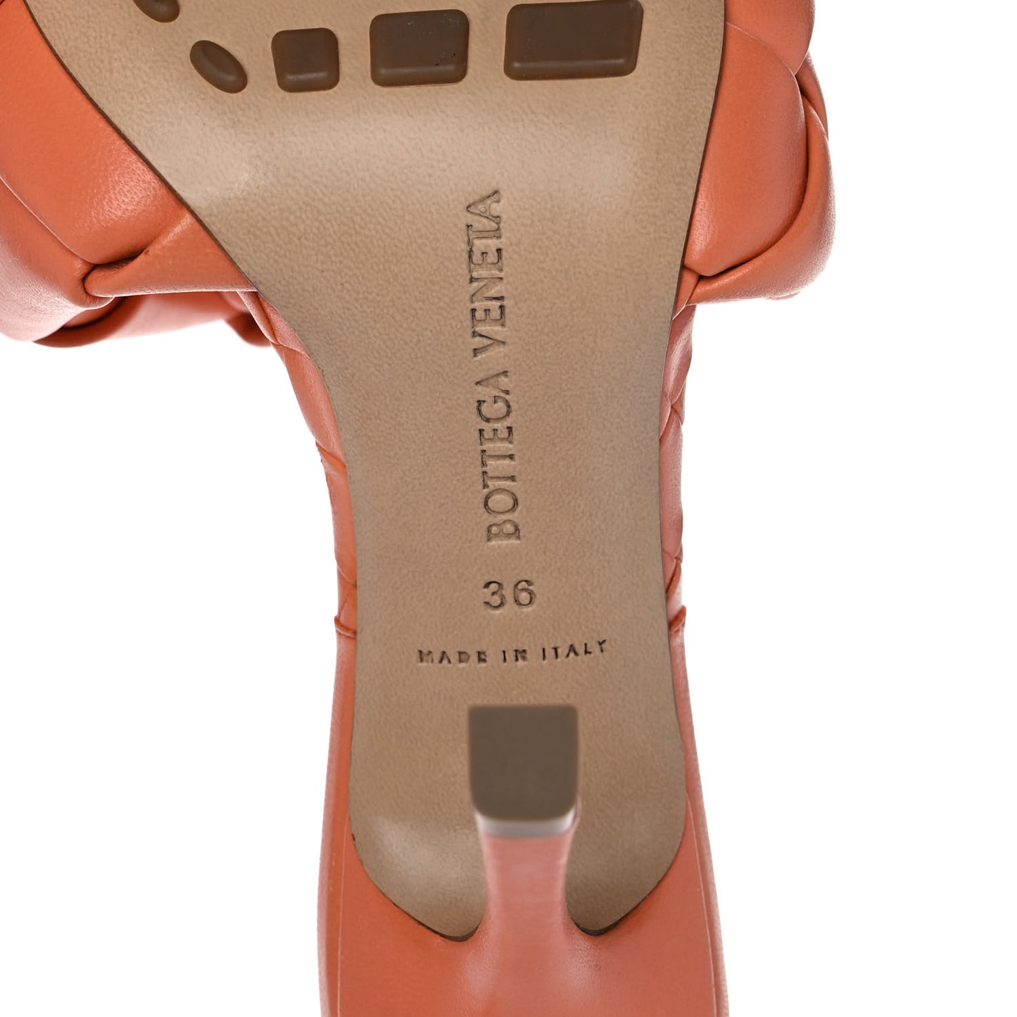 Nappa Maxi Intrecciato Lido Mule Sandals 36 Papaya