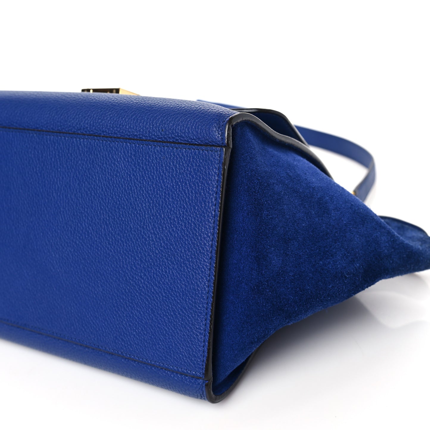 Drummed Calfskin Suede Small Trapeze Indigo