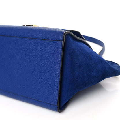 Celine Drummed Calfskin Suede Small Trapeze Indigo 8 of 10