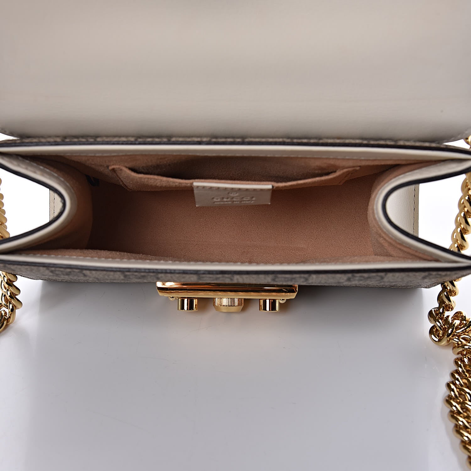 Gucci GG Supreme Monogram Studded Small Padlock Shoulder Bag White 5 of 10