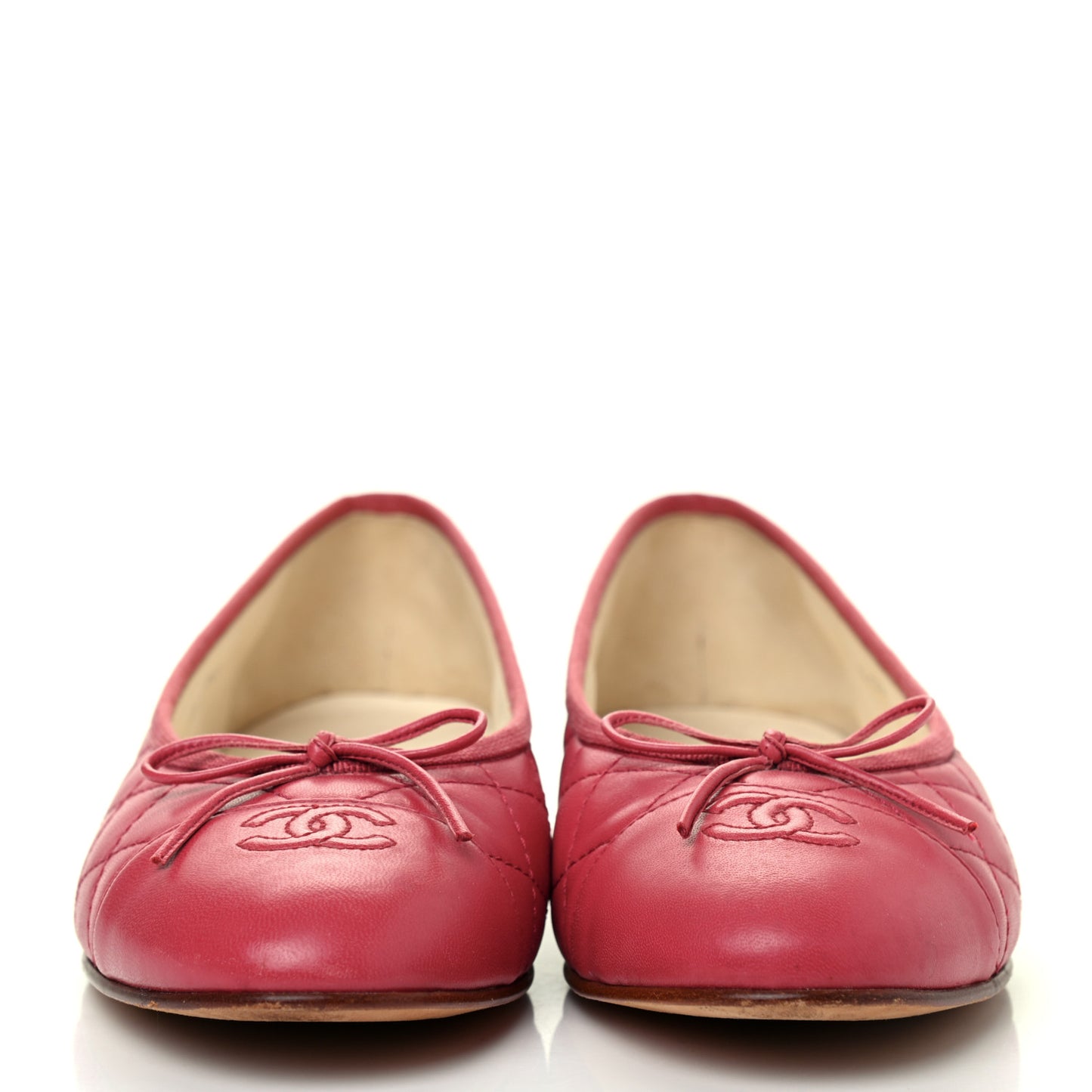 Lambskin Quilted CC Cap Toe Ballerina Flats 41 Dark Pink