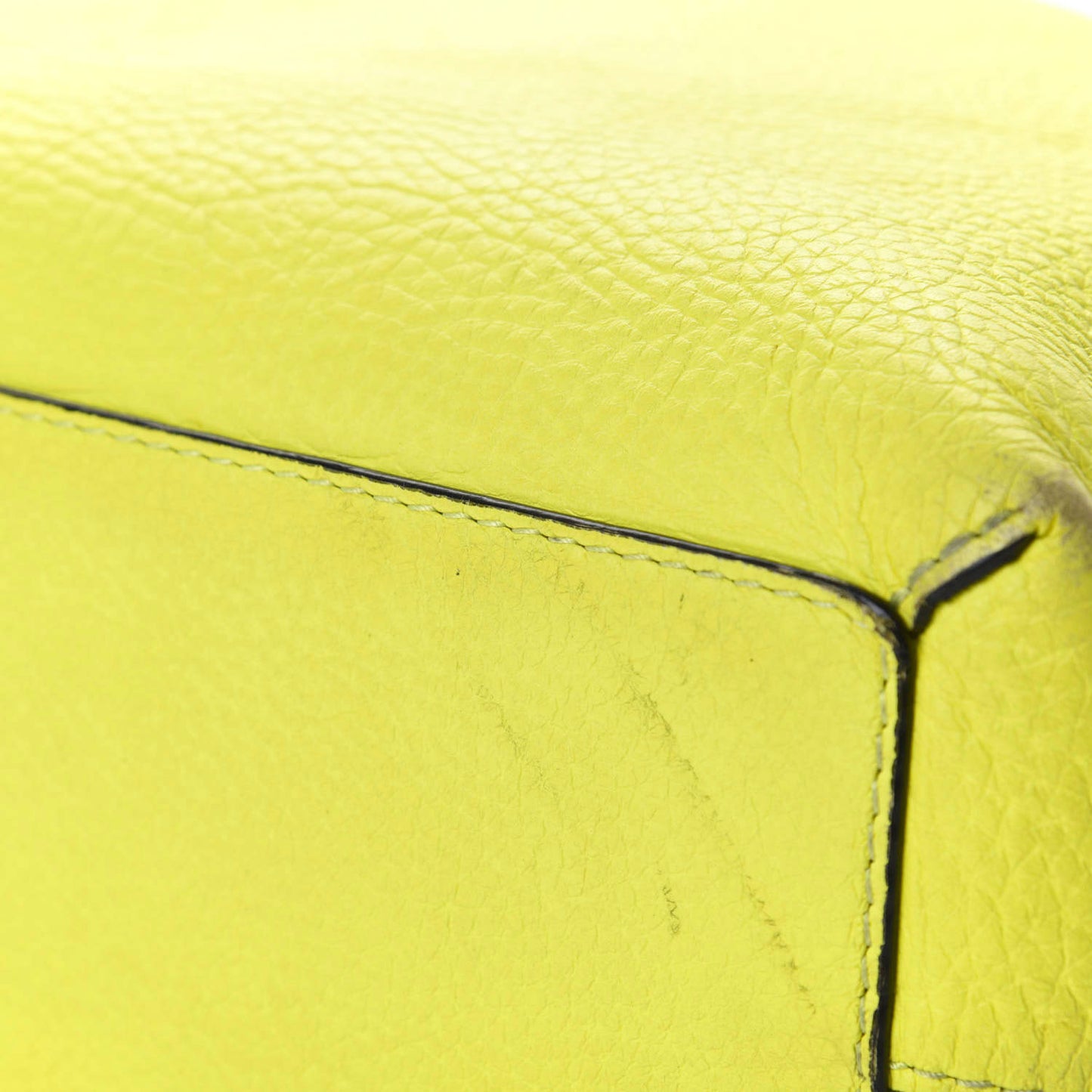 Grainy Calfskin Remington Tote Neon Yellow