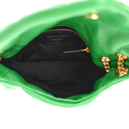 Saint Laurent Lambskin Quilted Small Loulou Puffer Monogram Chain Satchel New Vert 5 of 10
