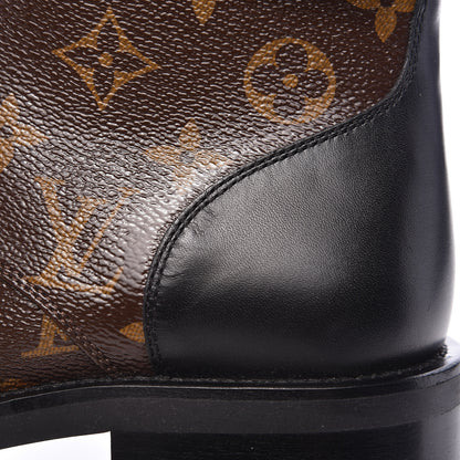 Louis Vuitton Calfskin Monogram Wonderland Flat Ranger Boots 38 Black 7 of 9