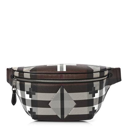 Burberry E-canvas Geometric Check Bum Bag Dark Birch Brown White 1 of 9