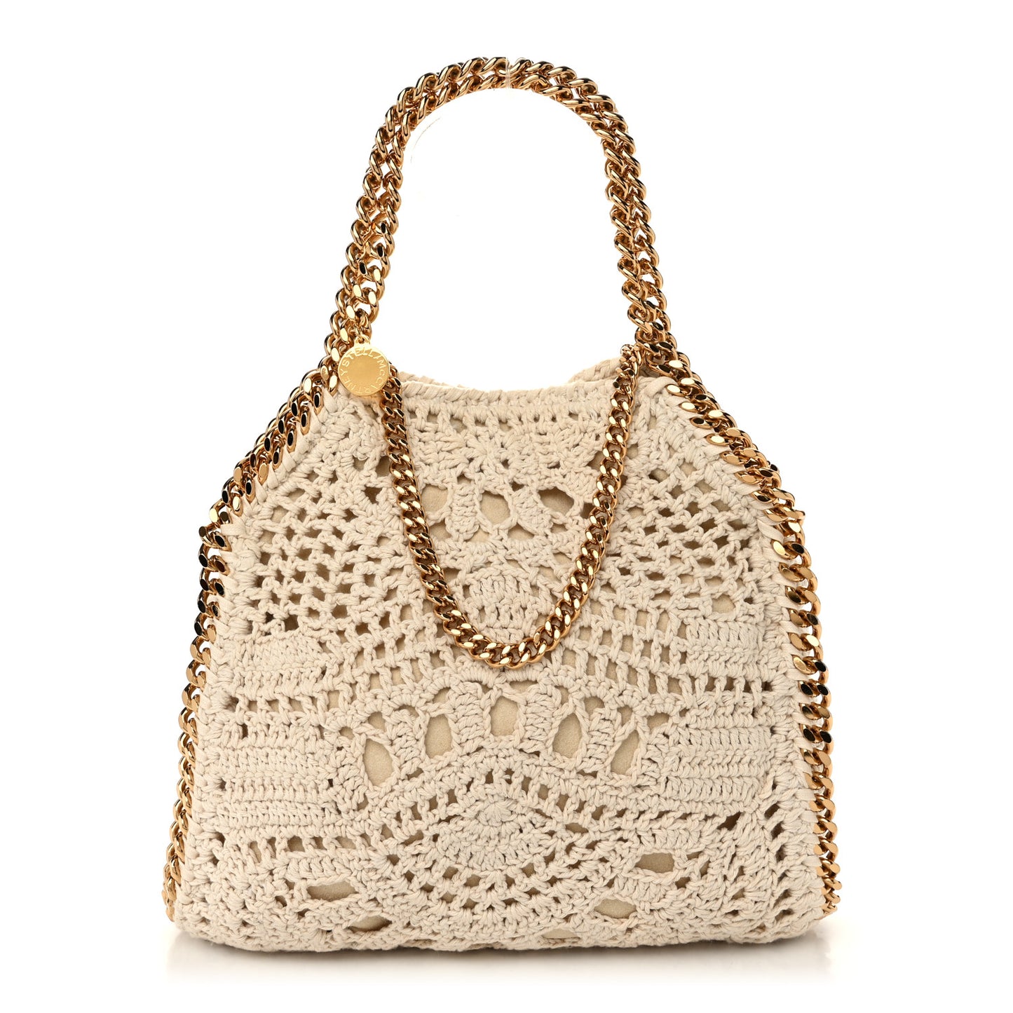 Cotton Crochet Falabella Ajouree Tote Bag White