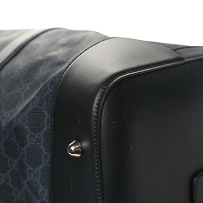 Gucci Soft GG Supreme Monogram Appia Calfskin Web Large Carry On Duffle Bag Black Grey 11 of 13