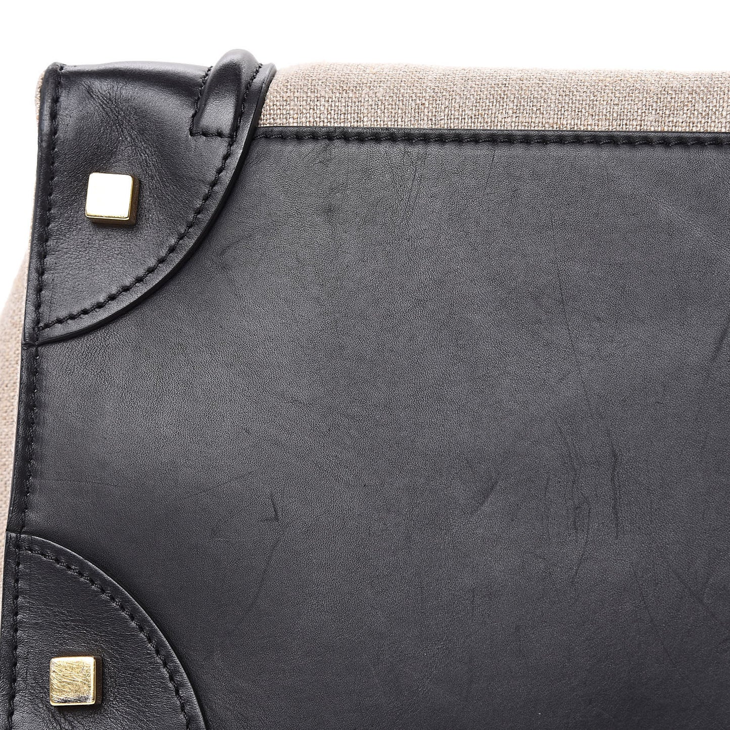 Linen Smooth Calfskin Mini Bi-Color Luggage Natural Black