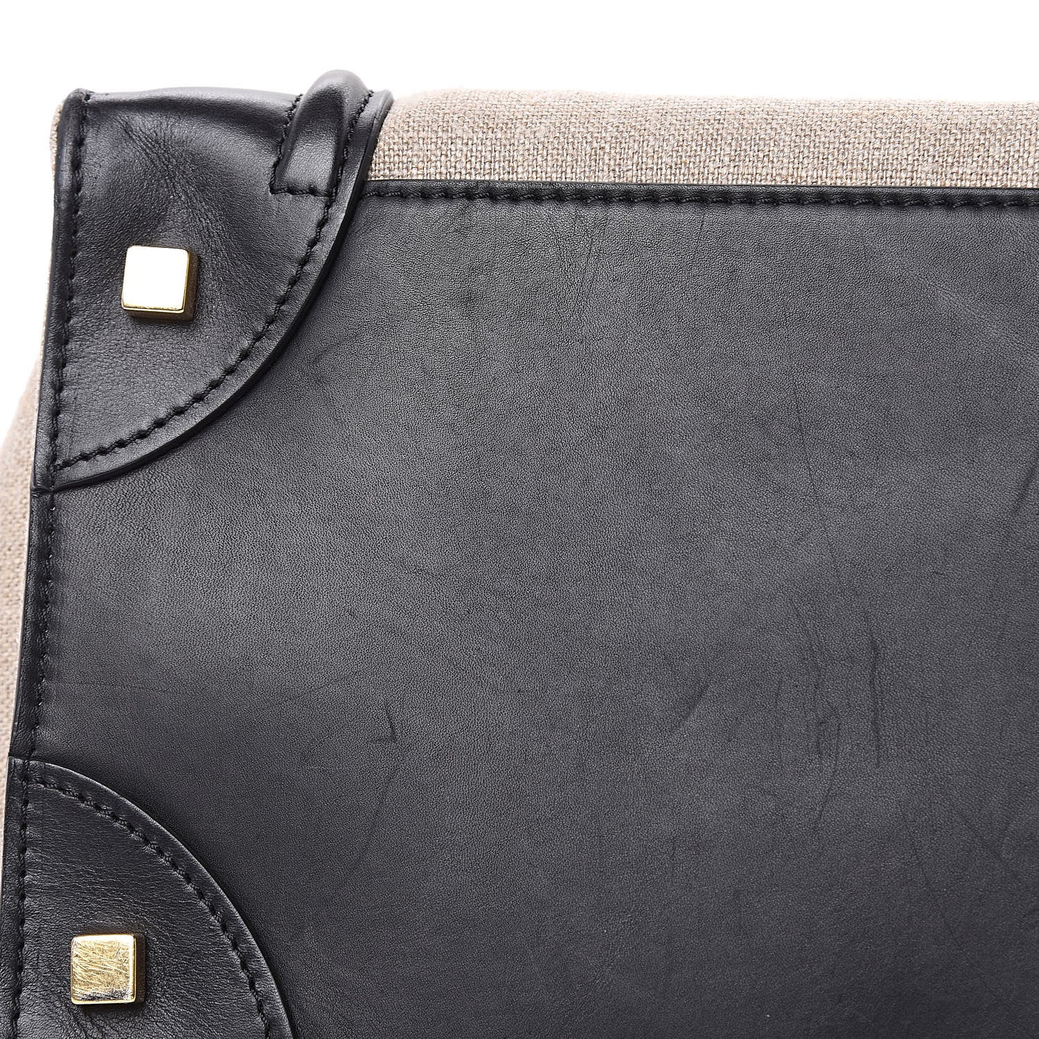 Celine Linen Smooth Calfskin Mini Bi-Color Luggage Natural Black 11 of 19