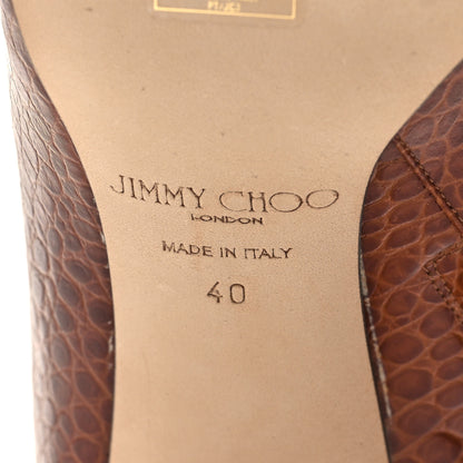 Jimmy Choo Calfskin Crocodile Embossed Minori Booties 40 Cuoio 6 of 7