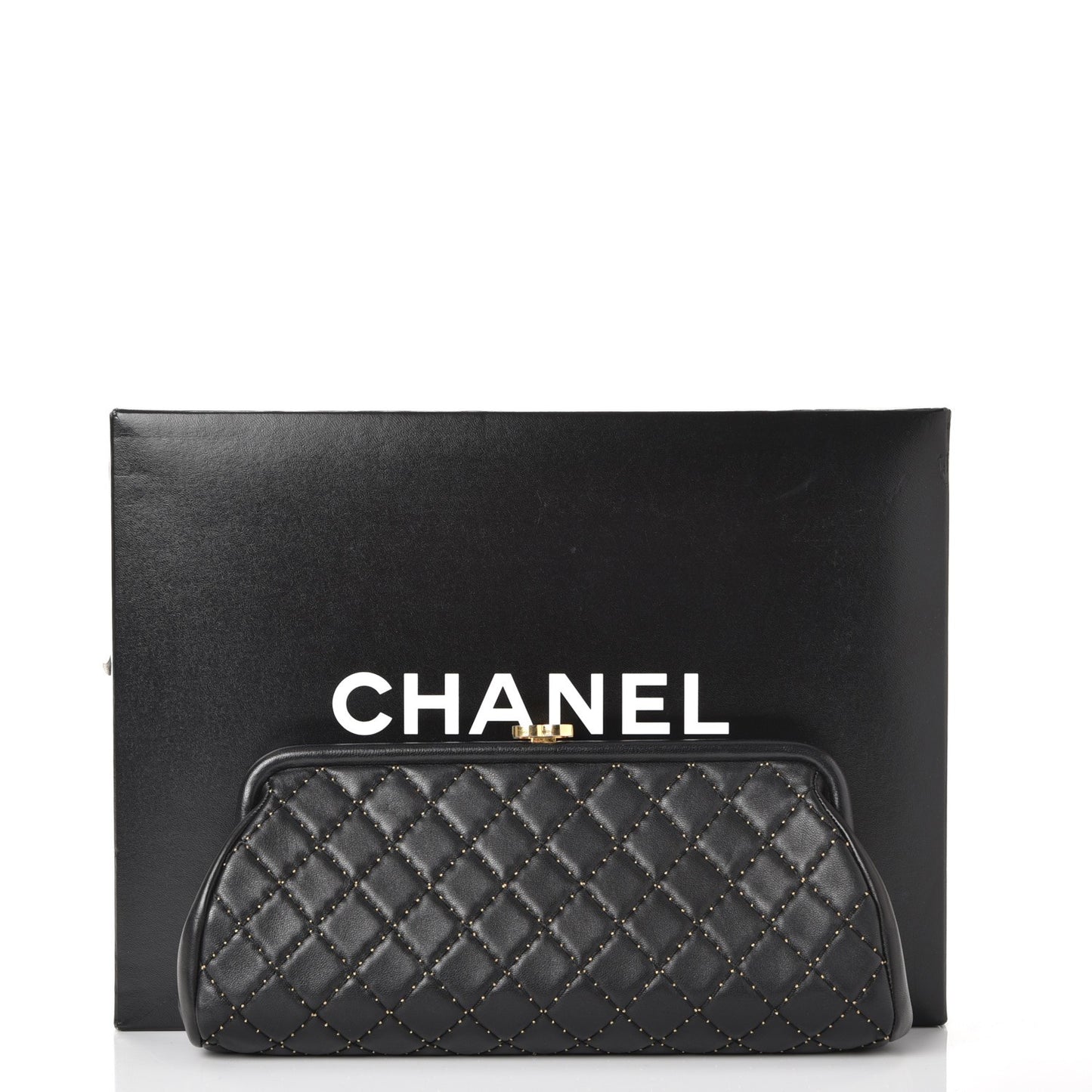 Lambskin Stitched Timeless Clutch Black