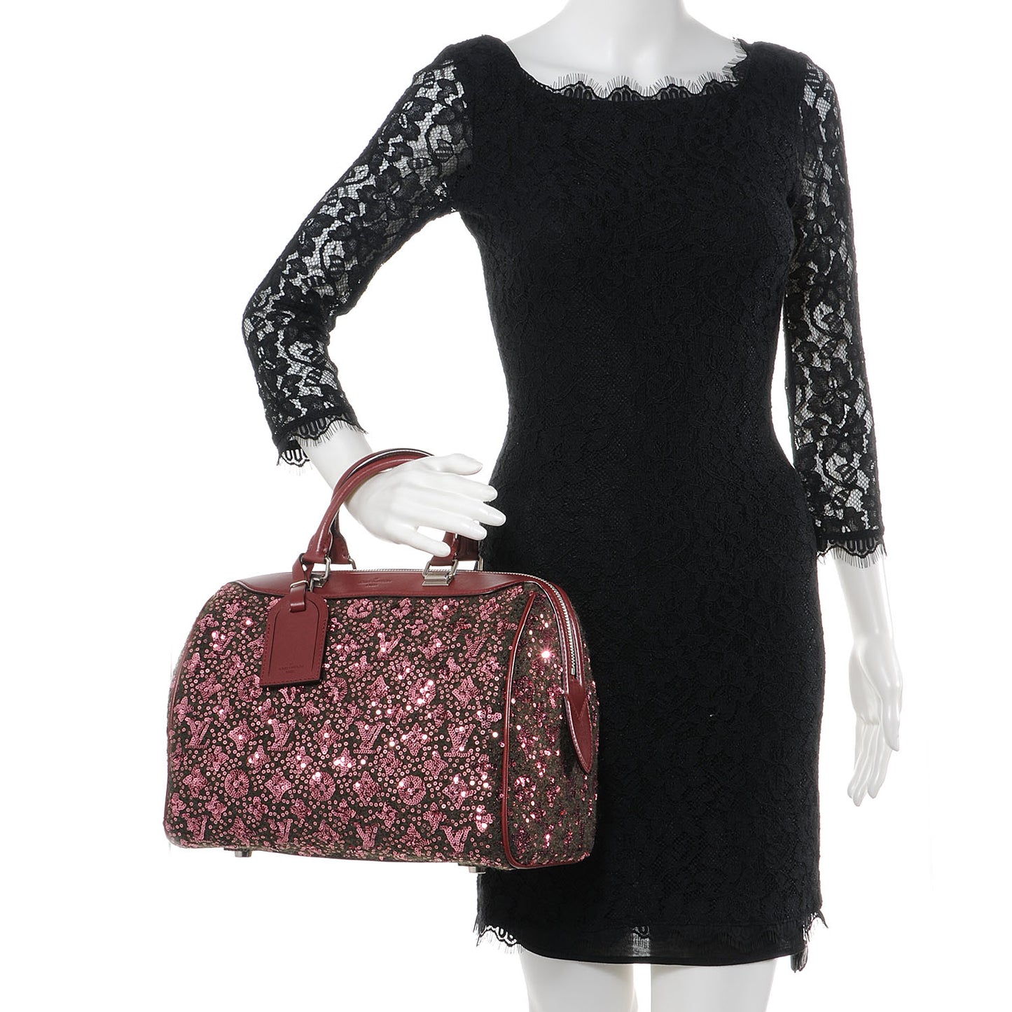Sequin Monogram Sunshine Express Speedy Burgundy