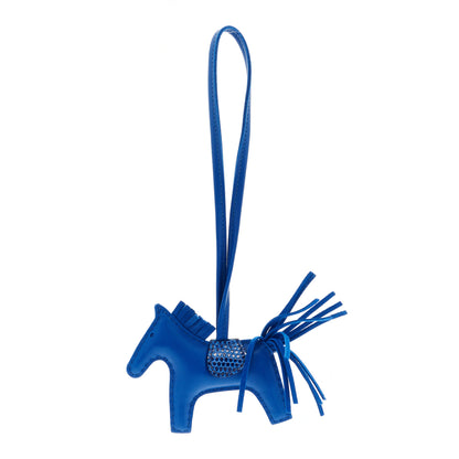 Hermes Milo Lambskin Lizard Touch Grigri Rodeo Horse Bag Charm PM Bleu France Bleu Saphir 1 of 5