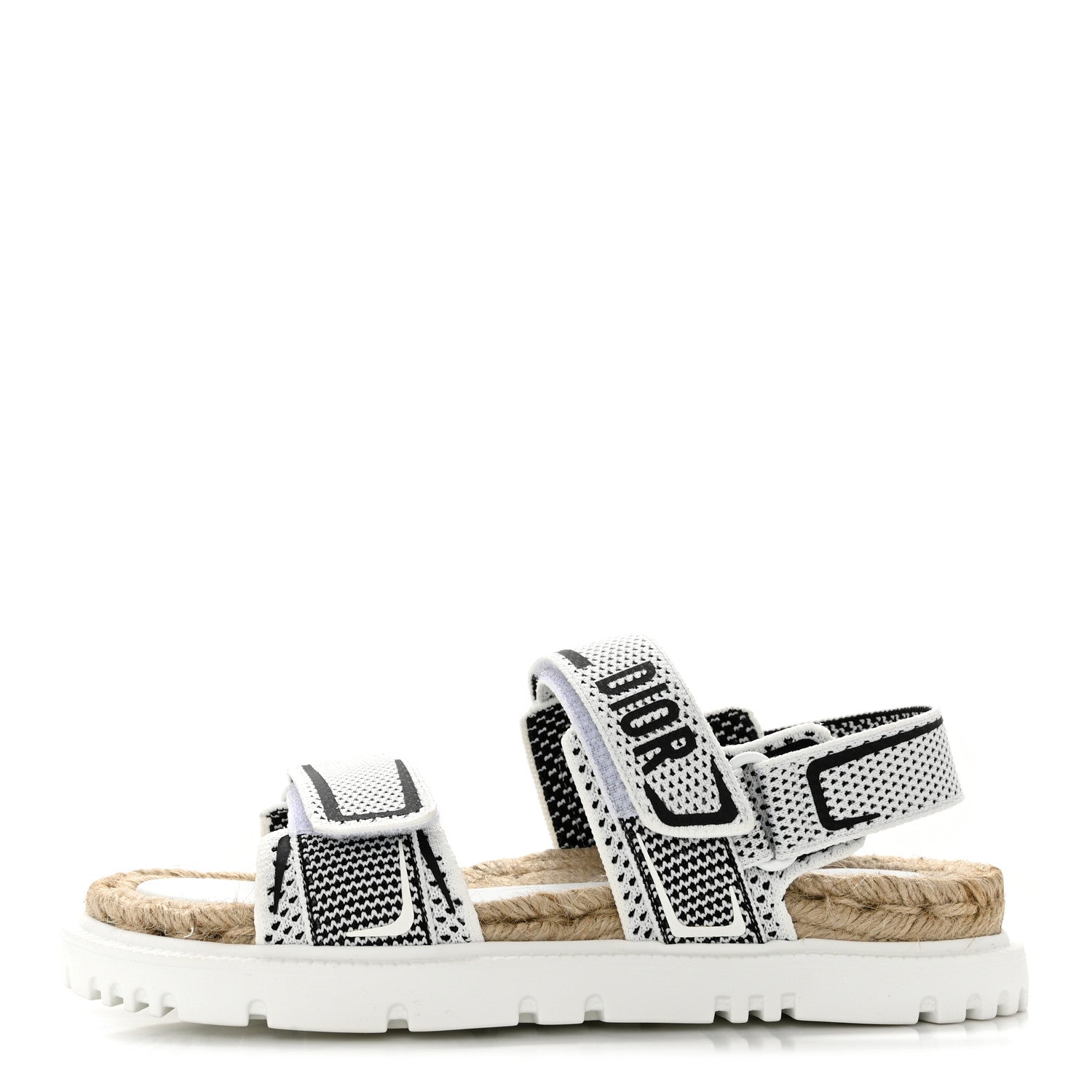 Christian Dior Technical Knit Jute Dioract 10mm Sandals 37 White Black 1 of 9