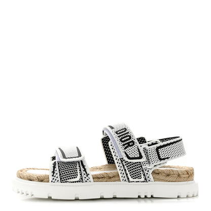 Christian Dior Technical Knit Jute Dioract 10mm Sandals 37 White Black 1 of 9