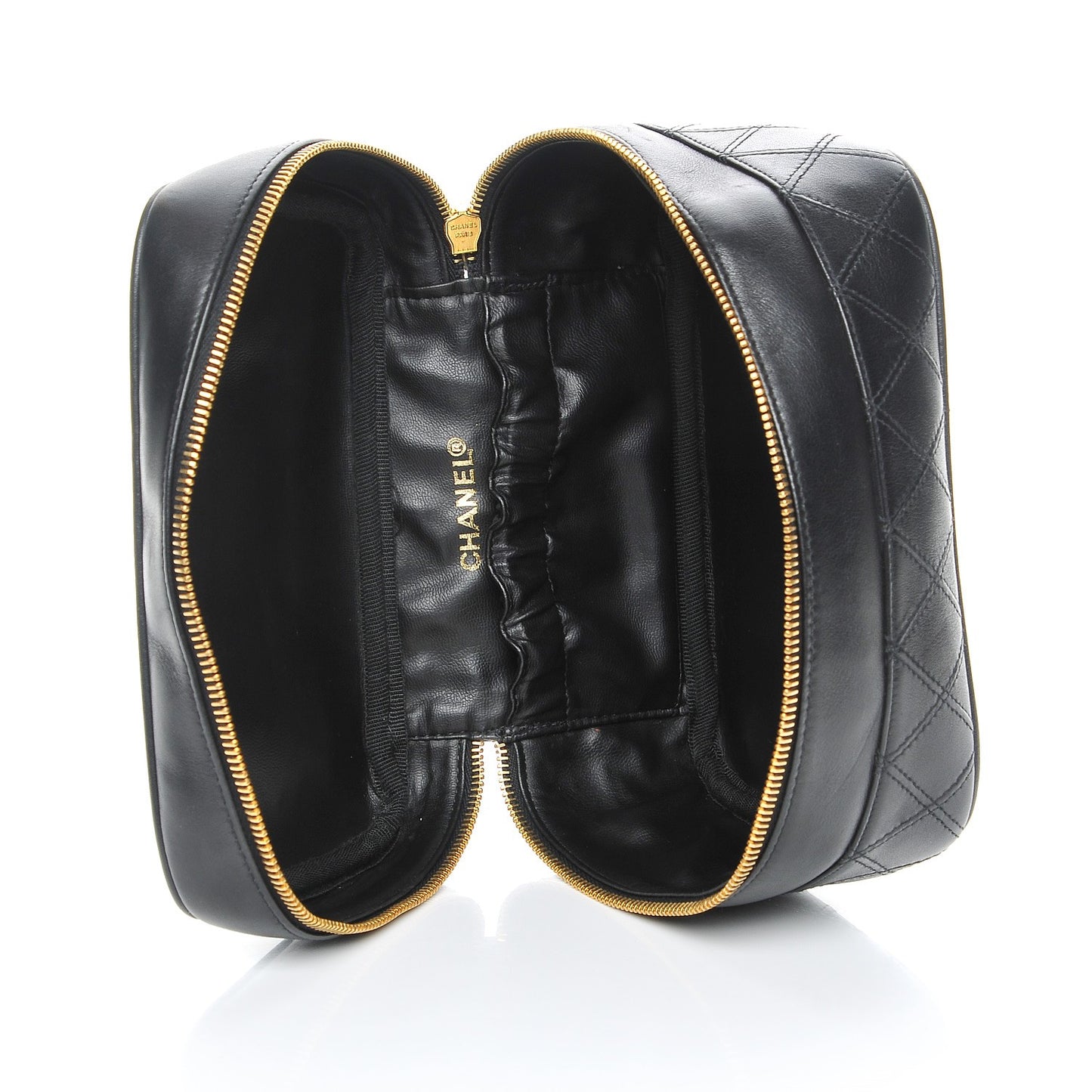Lambskin Vanity Cosmetic Case Black