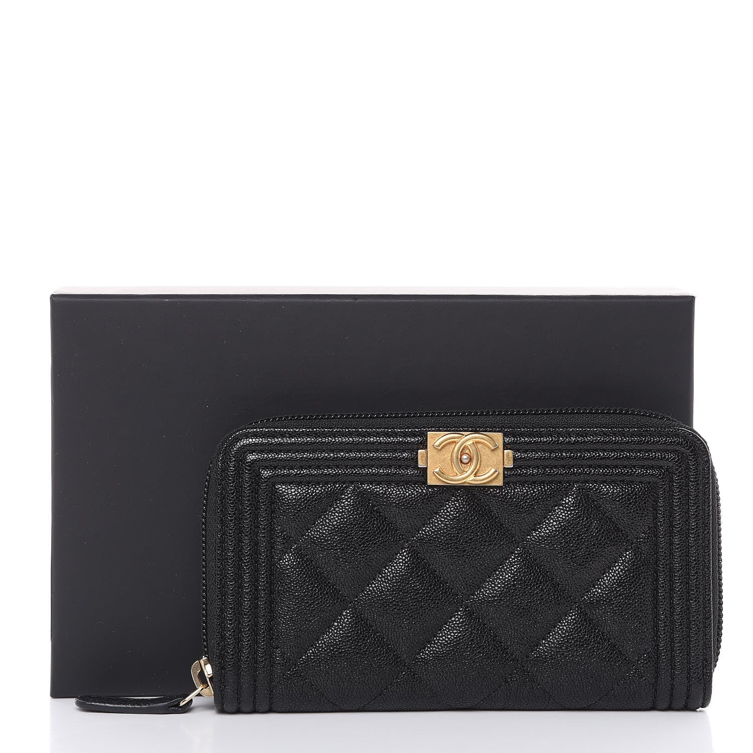 Chanel Caviar Quilted Small Boy Zip Around Wallet Black 9 of 9