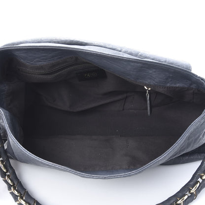 Fendi Crinkled Lambskin Mia Shoulder Flap Navy 5 of 15