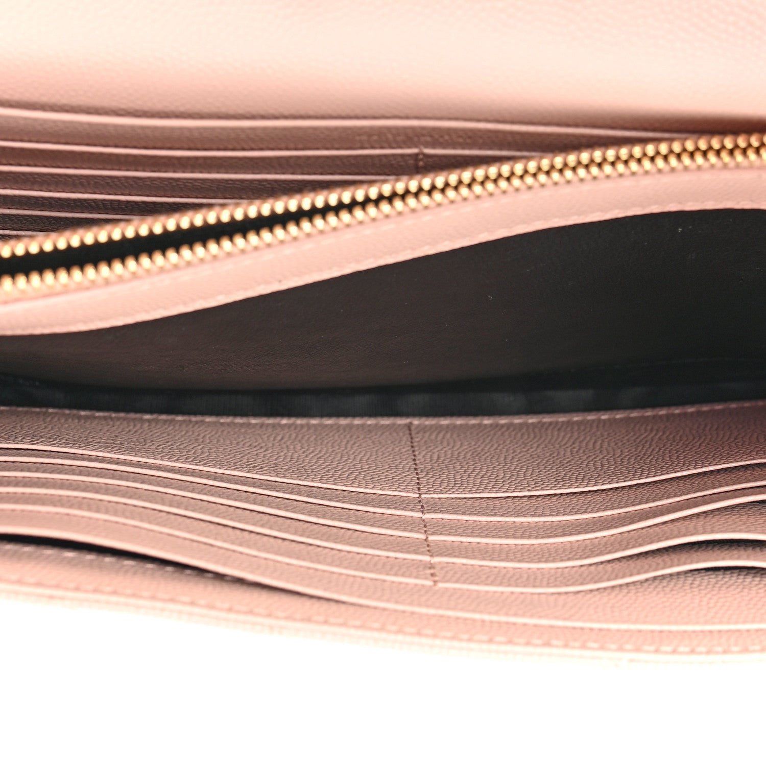 Saint Laurent Grain De Poudre Matelasse Chevron Monogram Chain Wallet Pale Pink 5 of 18