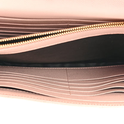 Saint Laurent Grain De Poudre Matelasse Chevron Monogram Chain Wallet Pale Pink 5 of 18